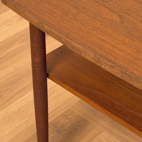 Swedish small side table in teak and walnut