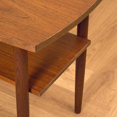 Swedish small side table in teak and walnut