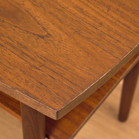 Swedish small side table in teak and walnut
