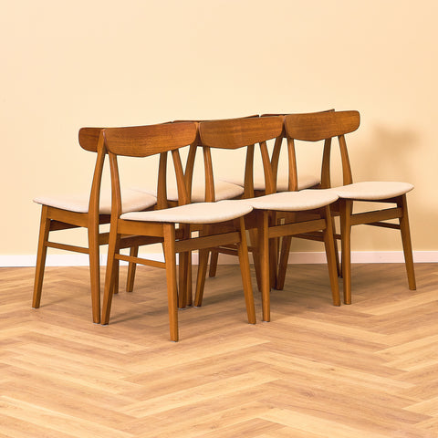 Danish dining chairs in teak & beech by Findahl Møbelfabrik, model 'Møsbol'