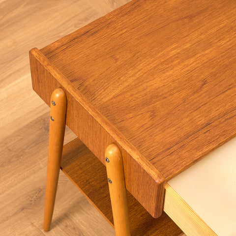 Swedish bedside table in teak & beech by Carlström & Co Möbelfabrik