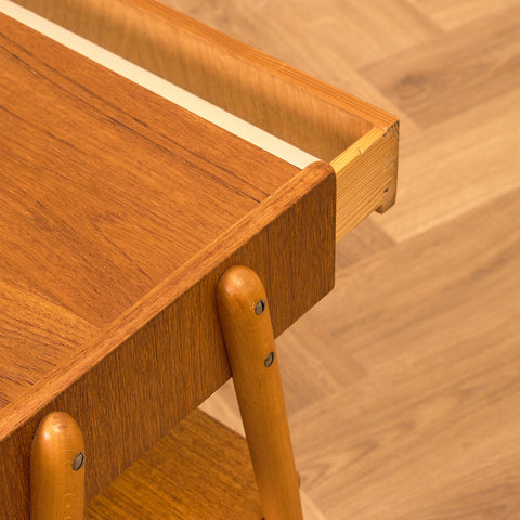Swedish bedside table in teak & beech by Carlström & Co Möbelfabrik