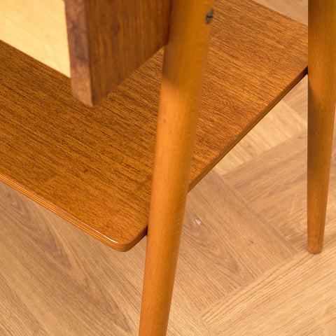 Swedish bedside table in teak & beech by Carlström & Co Möbelfabrik