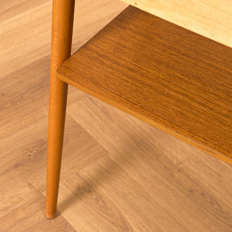Swedish bedside table in teak & beech by Carlström & Co Möbelfabrik