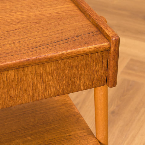 Swedish bedside table in teak & beech by Carlström & Co Möbelfabrik