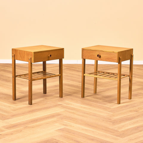 Swedish bedside tables in oak