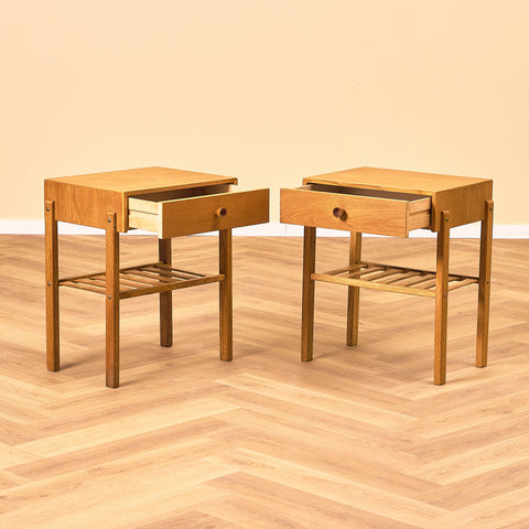 Swedish bedside tables in oak
