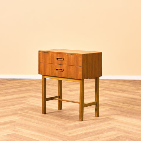 Swedish small chest of drawers in teak and beech