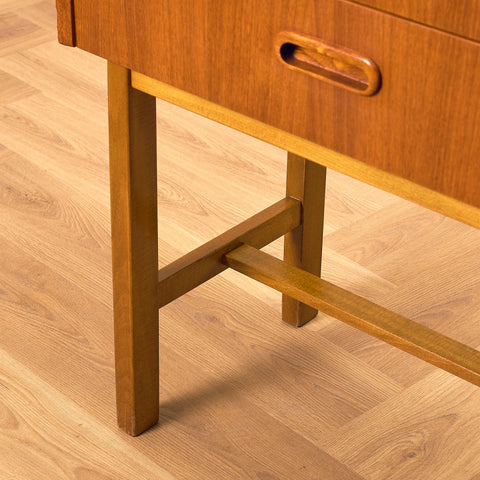 Swedish small chest of drawers in teak and beech