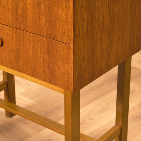 Swedish small chest of drawers in teak and beech