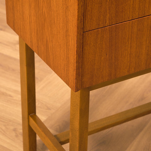 Swedish small chest of drawers in teak and beech