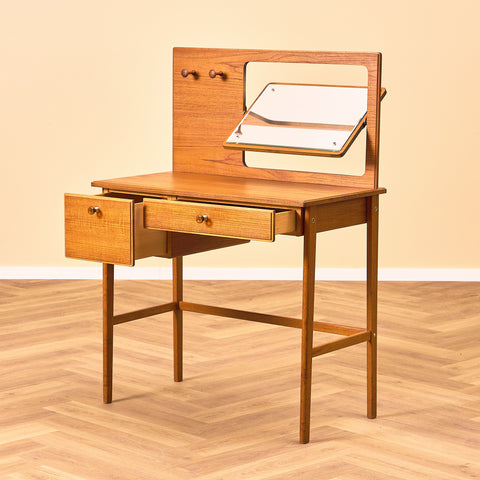 Swedish dressing table / Writing desk in teak and beech by AB Nybrofabriken, Fröseke
