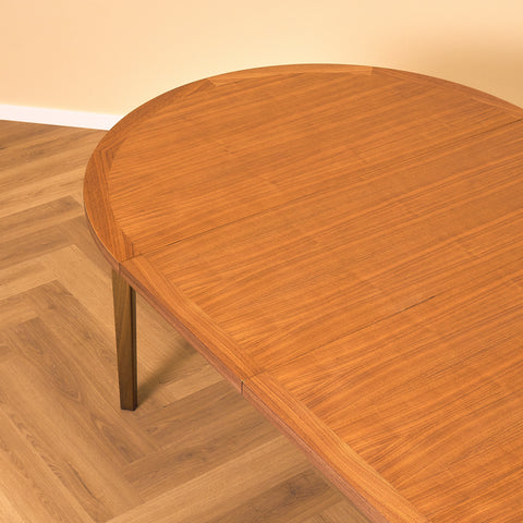Swedish round dining table in teak and beech