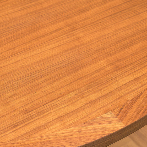 Swedish round dining table in teak and beech