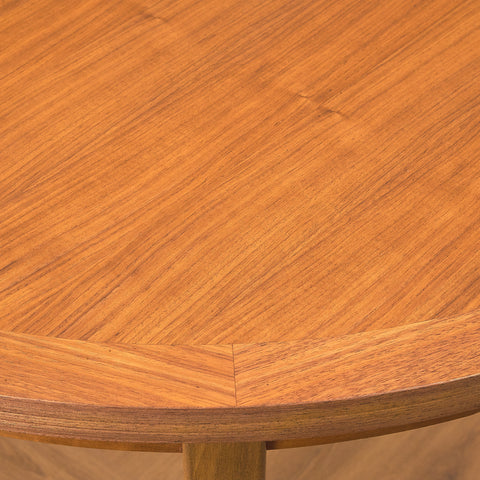 Swedish round dining table in teak and beech
