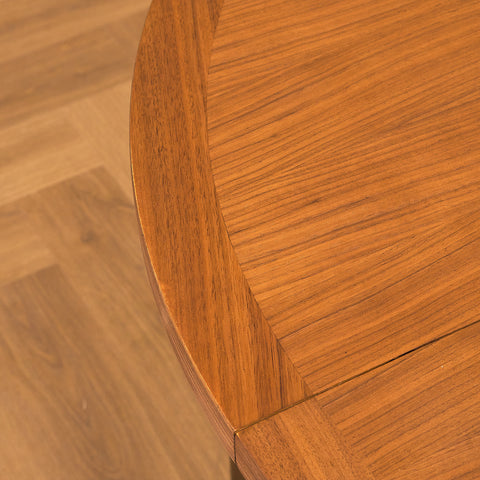 Swedish round dining table in teak and beech
