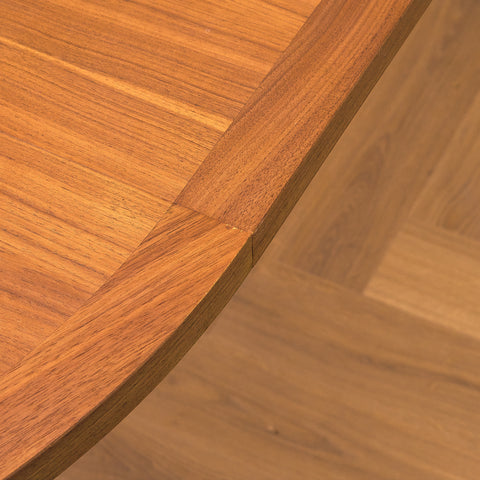 Swedish round dining table in teak and beech