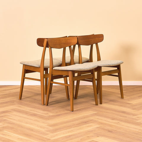 Danish dining chairs in teak & beech by Findahl Møbelfabrik, model 'Møsbol'