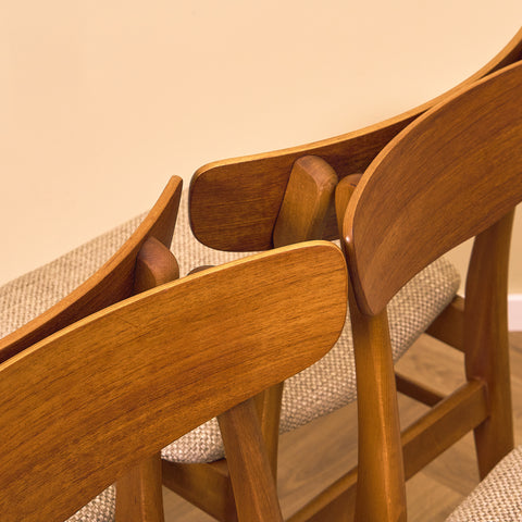 Danish dining chairs in teak & beech by Findahl Møbelfabrik, model 'Møsbol'