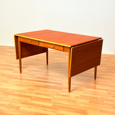 Swedish dining table in teak & beech by Nils Jonsson for Bra Bohag, Hugo Troeds, Bjernum, model “Sika”