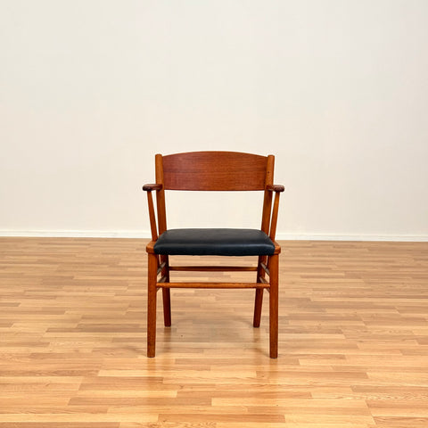 Danish set of 4 dining chairs in teak & oak by Borge Mogensen