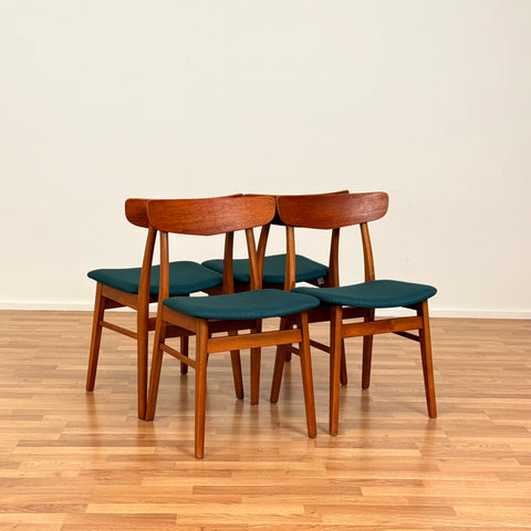 Danish set of 4 dining chairs in teak & beech by Findahl