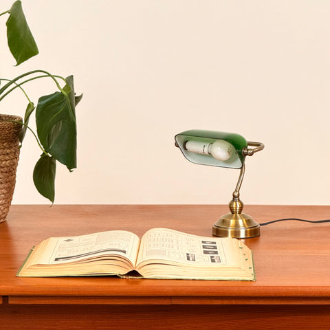 Lamp, green shade