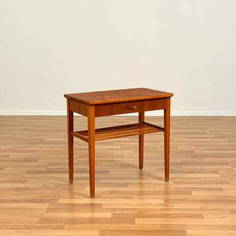 Swedish side table in teak & beech