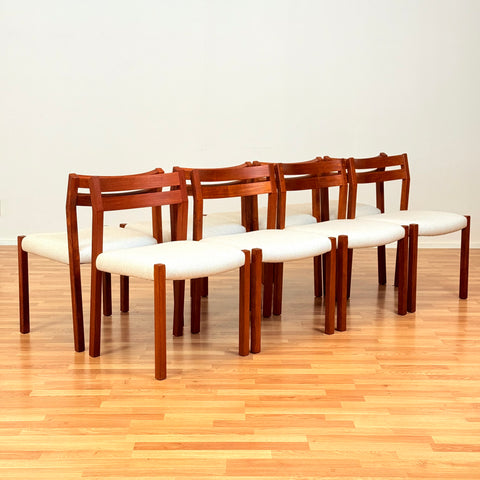 Danish set of 8 dining chairs in teak by N.O. Møller, model 404