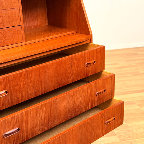 Danish secretary desk with mirror in teak