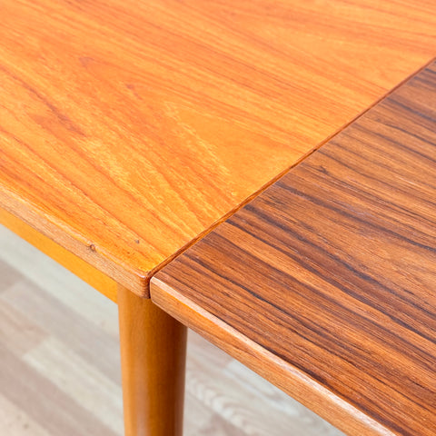 Danish rectangular dining table in teak & beech
