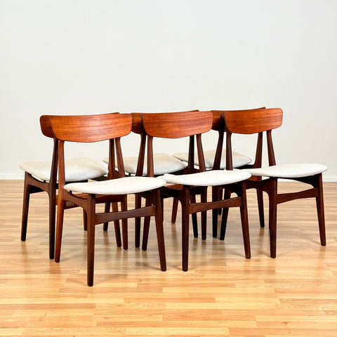 Danish set of 6 dining chairs in teak by Schiønning & Elgaard