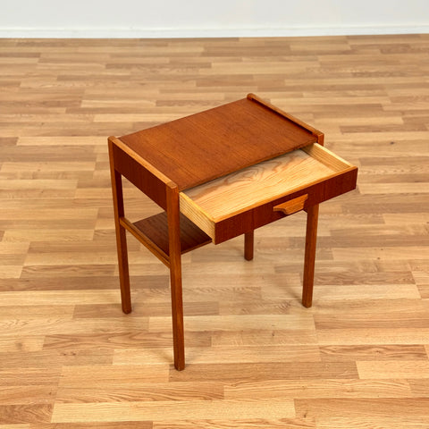 Swedish bedside table in teak & oak