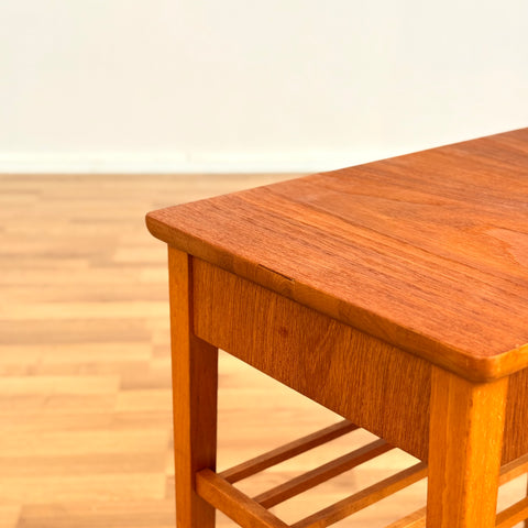 Swedish side table in teak & beech