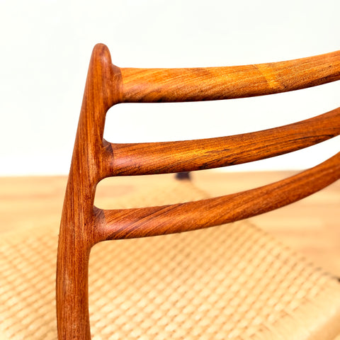 Danish set of 6 dining chairs in Santos rosewood, Niels O. Møller, model 78