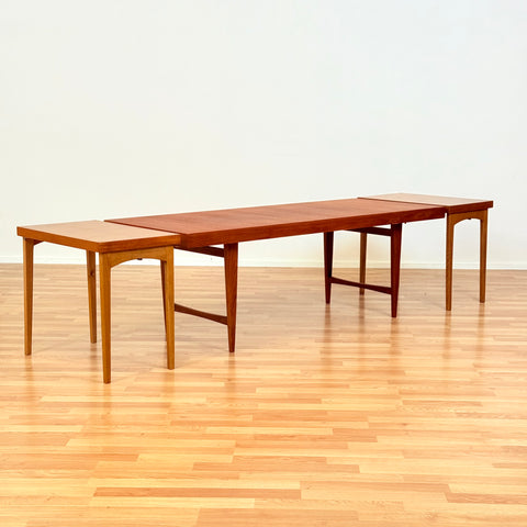 Danish coffee table with 2 folding tables in teak