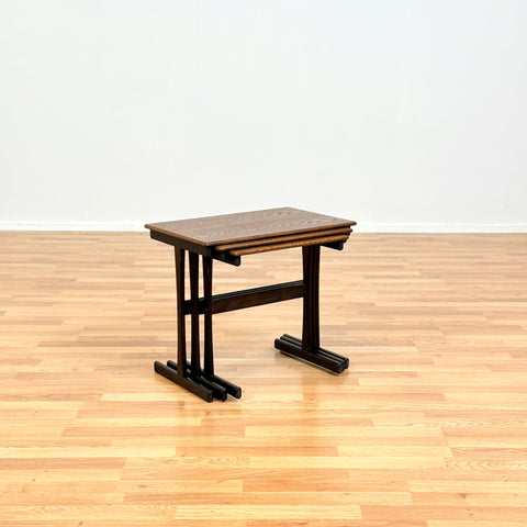 Danish set of nest of tables in stained oak