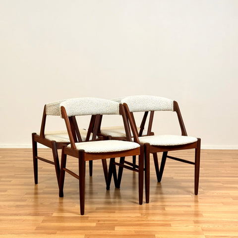 Danish set of 4 dining chairs in teak by Henning Kjærnulf