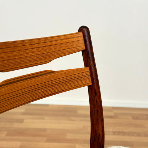Danish set of 6 dining chairs in teak & walnut by Findahl