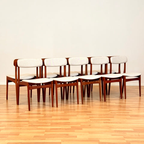 Danish set of 10 dining chairs in teak by B. Rasmussen for Thorso Mobelfabrik