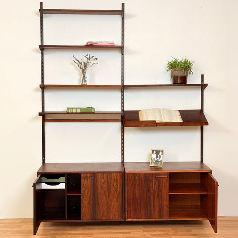 Danish wall unit in Santos rosewood by Kai Kristiansen, for FM Mobler