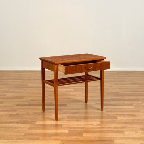 Swedish side table in teak & beech