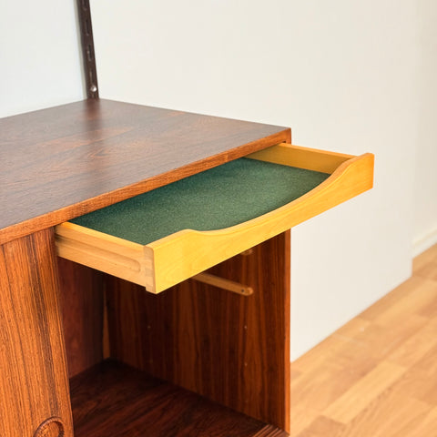 Danish wall unit / shelving system in Santos rosewood by Kai Kristiansen for FM Mobler