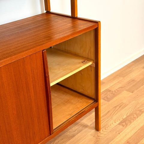 Swedish bookshelf in teak & beech by Bertil Fridhagen