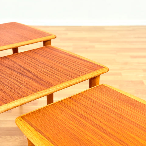 Swedish set of nest of tables in oak & teak