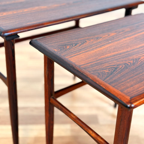 Set of 3 nest of tables in Santos rosewood, 1950s-60s Denmark