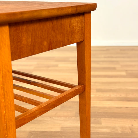 Swedish side table in teak & beech