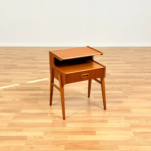Swedish bedside table in teak & beech