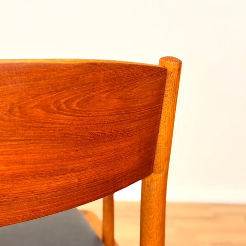 Danish set of 4 dining chairs in teak & oak by Borge Mogensen