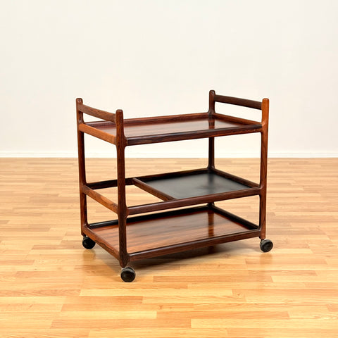 Danish serving trolley in Santos rosewood by Henning Korch for CFC Silkeborg